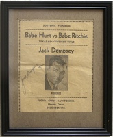 317-2150 TNM Museum - Jack Dempsey Autograph - 1940 Hunt
